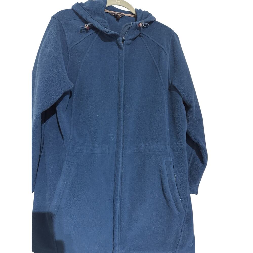 Lands End Long Woman’s Plus 16w-18w Blue Teal Hooded Fleece Jacket *read